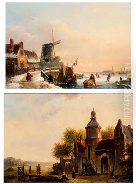 Zomer, Winter Met Koek En Zopie (2 Works) Oil Painting by Cornelis Kimmel