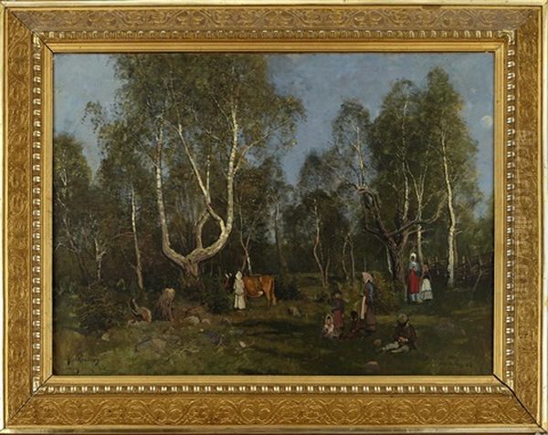 Sommarlandskap I Hasselby Oil Painting by Johan Kindborg