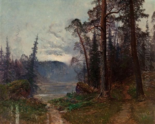 Path To The Water, 1889 Oil Painting by Johan Kindborg