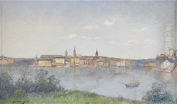 Vy Over Riddarholmen, Stockholm Oil Painting by Johan Kindborg