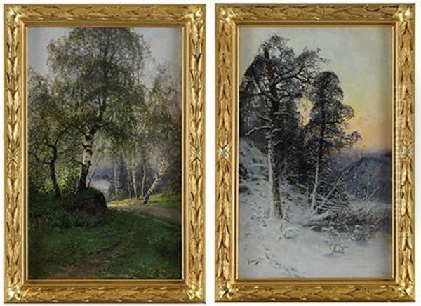 Arstiderna (+ Vinter Och Sommar; 2 Works) Oil Painting by Johan Kindborg