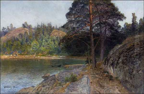 Lahden Poukama Saaristossa - Skargardsvik Oil Painting by Johan Kindborg