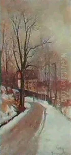 Vinter,barnangen Oil Painting by Johan Kindborg