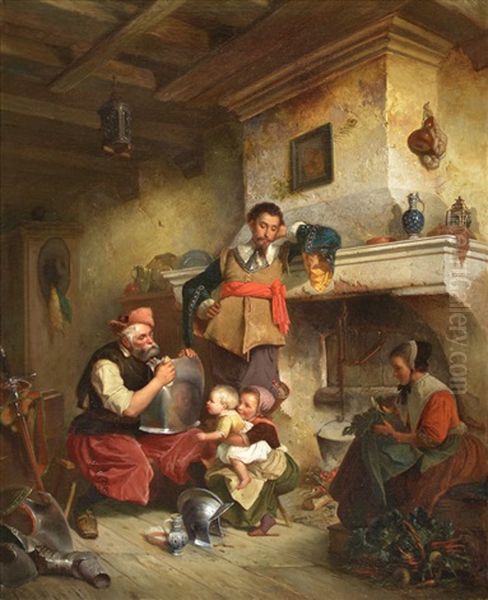 Escena De Interior Oil Painting by Adolph Diedrich Kindermann