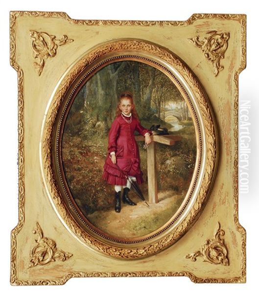 An Elegant Girl Oil Painting by Adolph Diedrich Kindermann