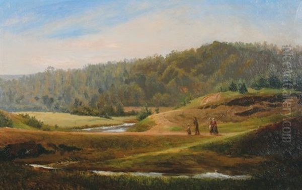 Figures On A Path Oil Painting by Jean Baptiste Kindermans