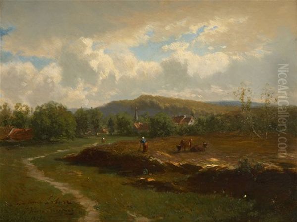 Travaux Aux Champs Oil Painting by Jean Baptiste Kindermans