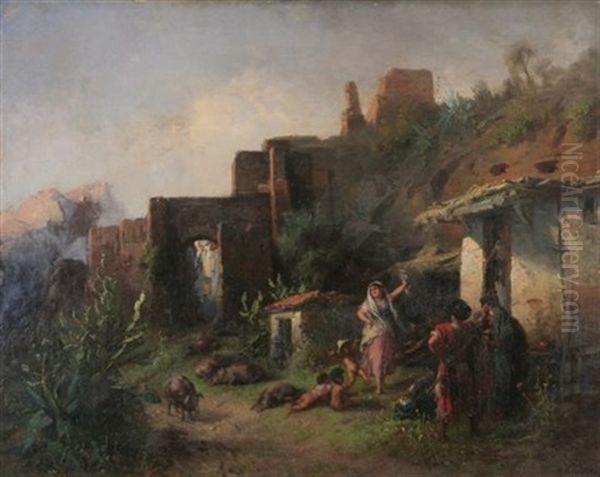 Dancing Gypsy Among Ruins by Albert Kindler