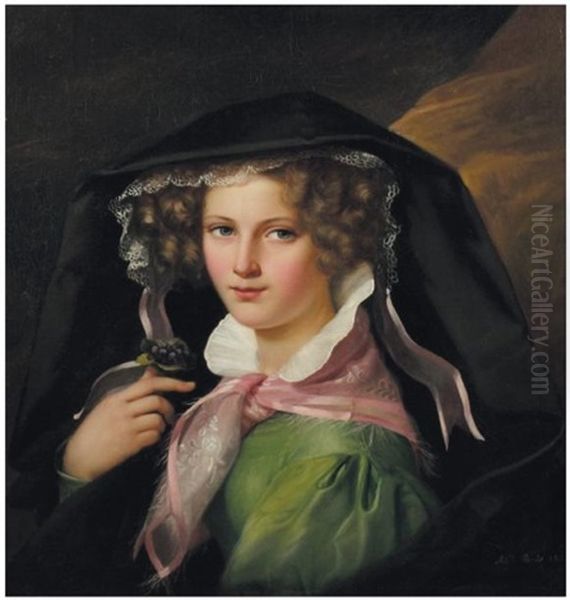 Portrait De Jeune Fille Oil Painting by Marie Adelaide (Adele) Kindt