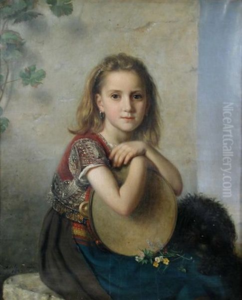 Portrait Of A Young Gypsy Girl Oil Painting by Marie Adelaide (Adele) Kindt