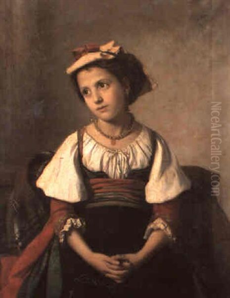 Young Roman Girl Oil Painting by Marie Adelaide (Adele) Kindt