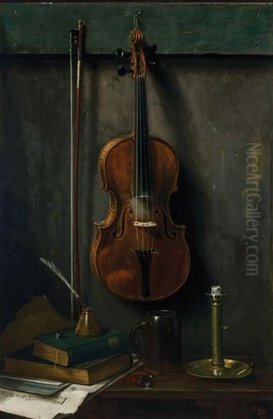 Still Life With Violin Oil Painting by Albert Francis King