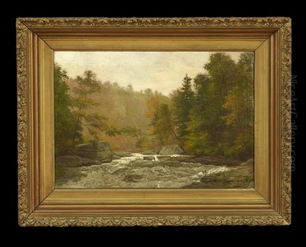 Wooded River Landscape Oil Painting by Albert Francis King