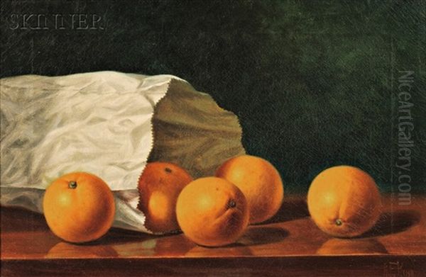 Still Life With Oranges In White Bag Oil Painting by Albert Francis King