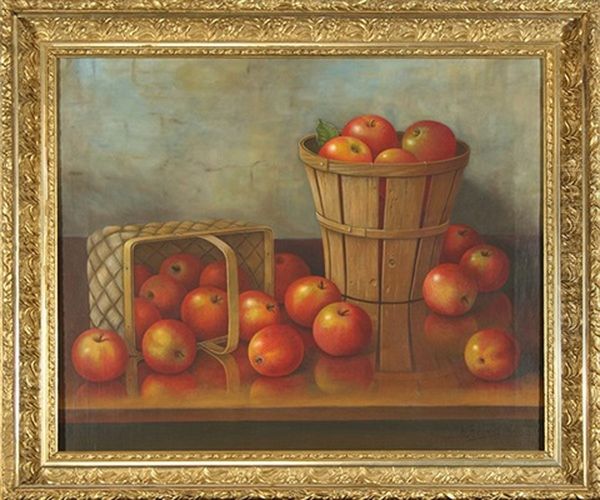 Apples In Basket Oil Painting by Albert Francis King