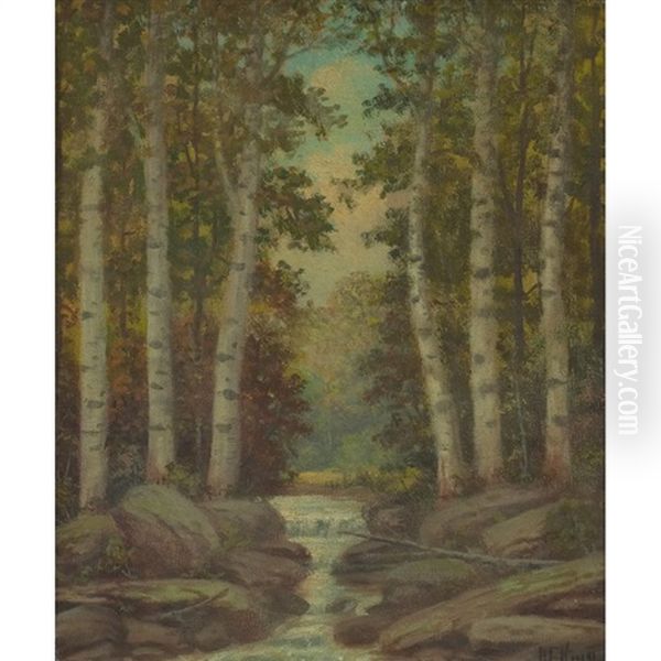 Trees With Brook Oil Painting by Albert Francis King