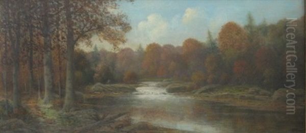 Fall Landscape With Stream by Albert Francis King