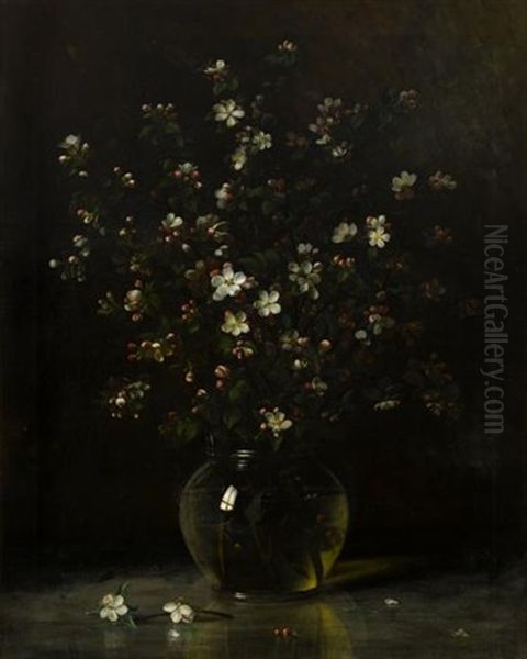 Vase Of Apple Blossoms Oil Painting by Albert Francis King