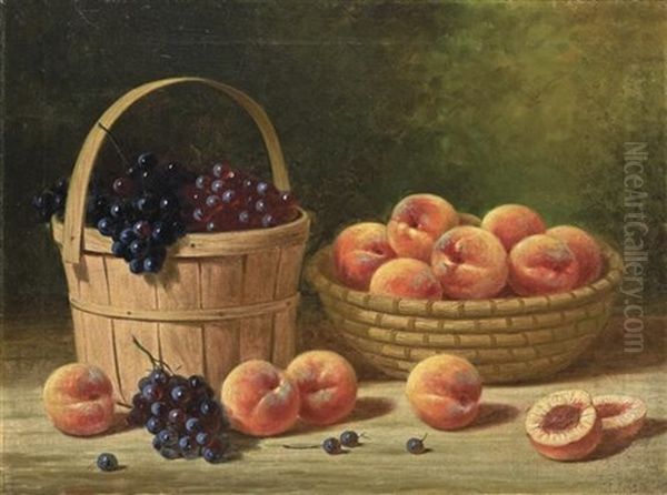 Basket Of Grapes And Peaches Oil Painting by Albert Francis King