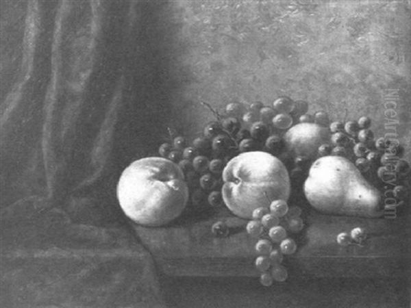 Still Life Of Grapes And Peaches Oil Painting by Albert Francis King