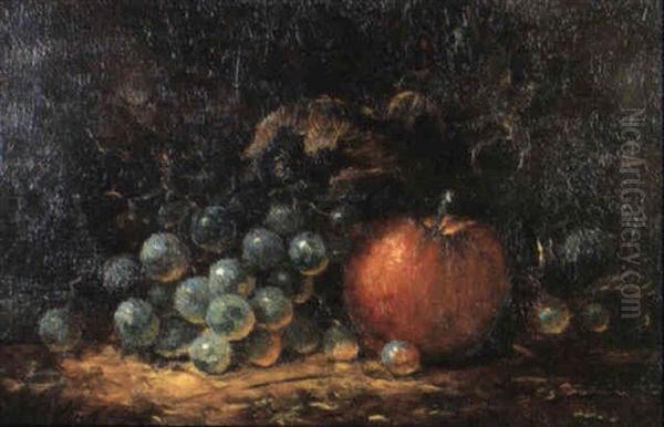 Still Life Of Apple And Grapes Oil Painting by Albert Francis King