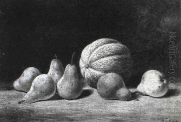 Still Life With Melon And Pears by Albert Francis King