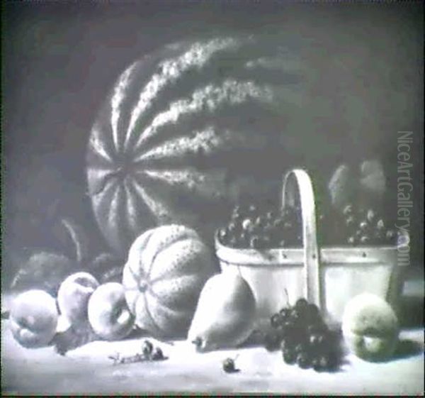 Still Life With Peaches, Blueberries And Mellons Oil Painting by Albert Francis King