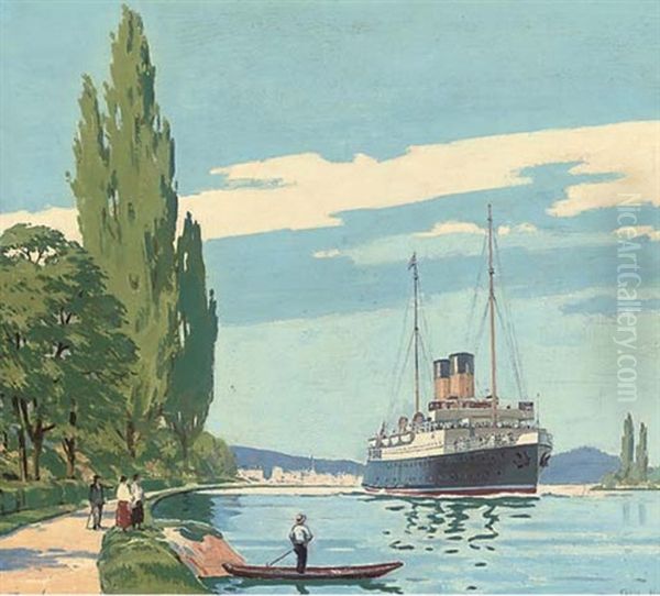 Duclair Sur Seine Oil Painting by Cecil George Charles King