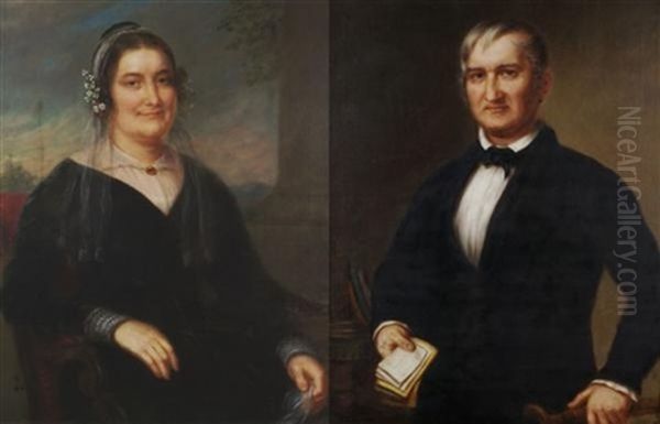 Portrait Of James Hymen Causten And Elizabeth Myer Causten Oil Painting by Charles Bird King