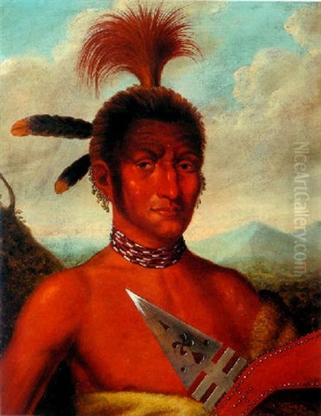 Moanahonga (great Walker), An Iowa Chief Oil Painting by Charles Bird King