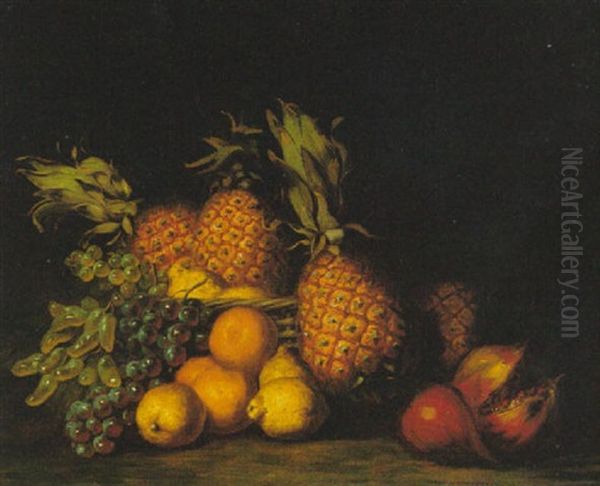 Pomegranate, Grapes, And Pineapples Oil Painting by Charles Bird King