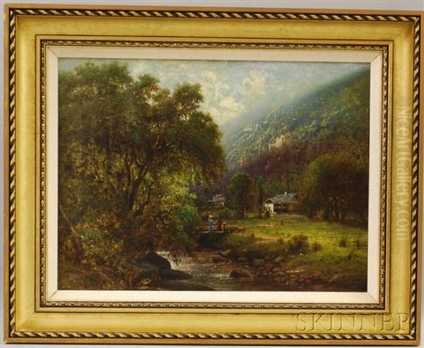 Hillside Landscape With Figures Oil Painting by George W. King