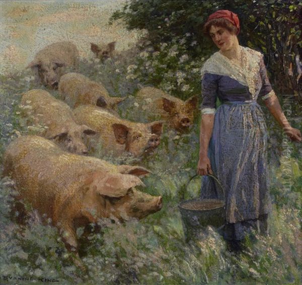 Feeding Time Oil Painting by Gunning King