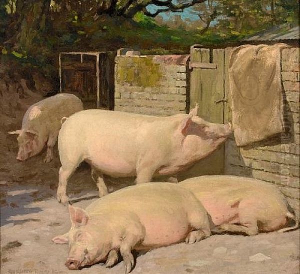 Porkers Resting Oil Painting by Gunning King