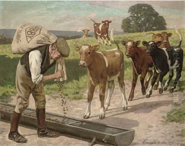 Feeding Time, Bibby Oil Painting by Gunning King