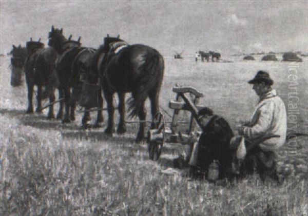 Ploughing Oil Painting by Gunning King