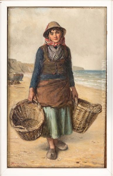 Fisherwoman On Beach Oil Painting by Haynes King