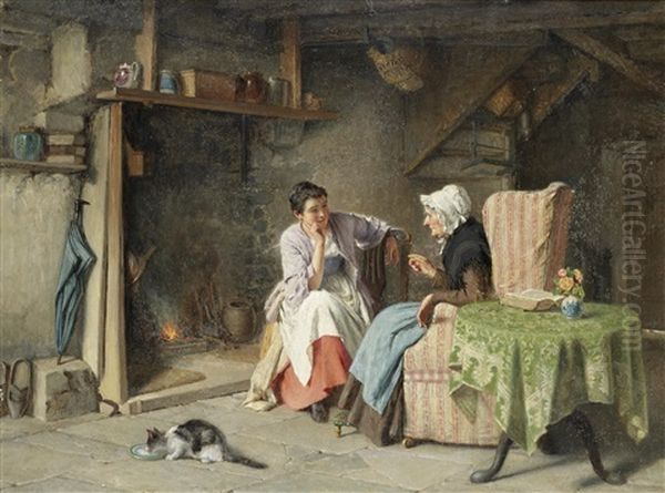 By The Fireside Oil Painting by Haynes King