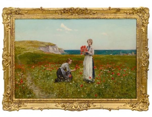 Gathering The Poppies Oil Painting by Henry John Yeend King