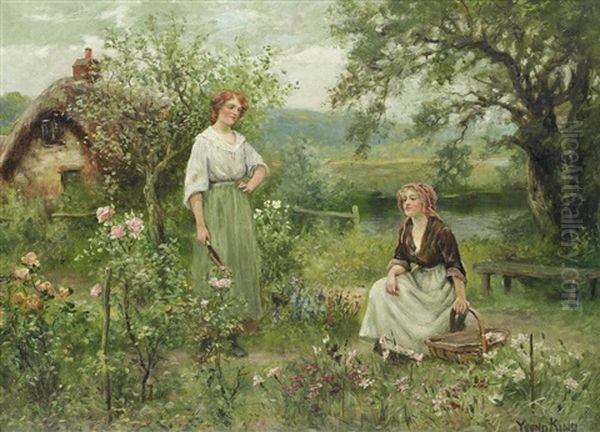 In The Garden Oil Painting by Henry John Yeend King