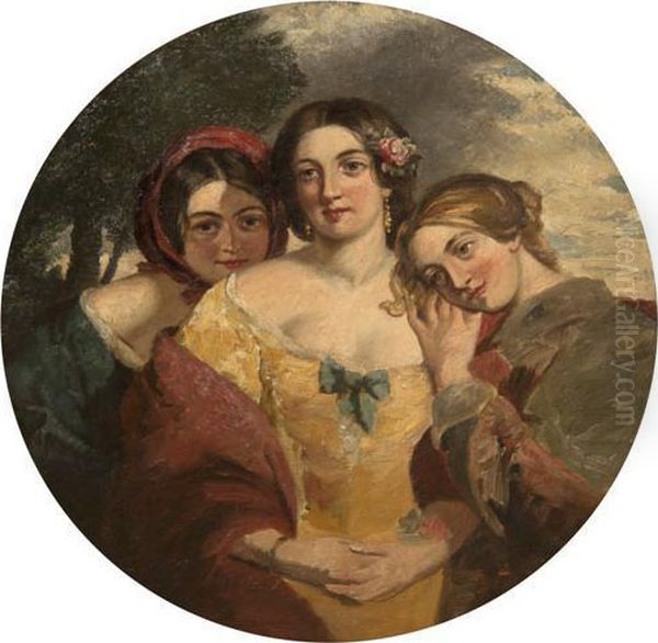 Portrait Of Three Ladies Oil Painting by Charles Baxter