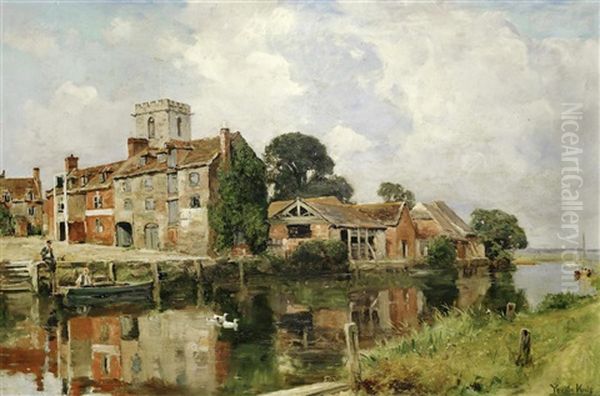 A Tranquil Country Village Oil Painting by Henry John Yeend King