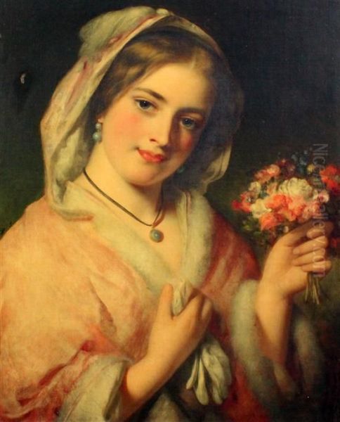 The Flower Girl Oil Painting by Charles Baxter