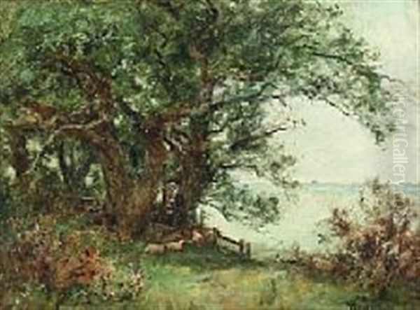 Landscape With Sheep Oil Painting by Henry John Yeend King