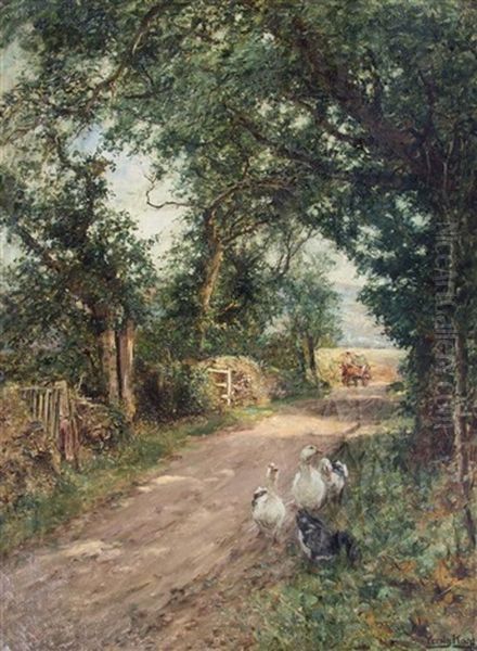 Geese On A Path by Henry John Yeend King