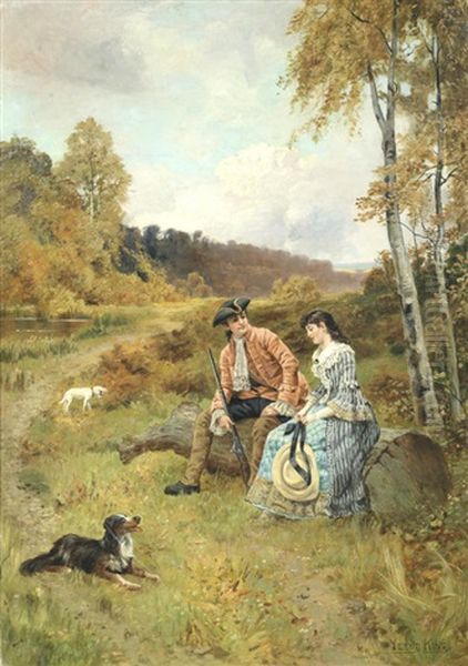 A Country Courtship Oil Painting by Henry John Yeend King