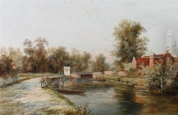 Romney Lock On The Thames Oil Painting by Henry John Yeend King