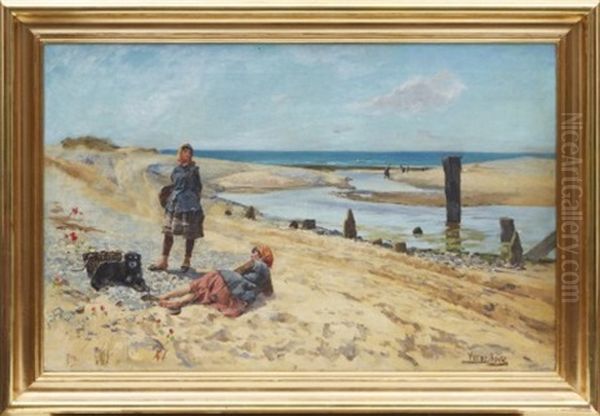 Ostronplockerskor Vid Kusten Oil Painting by Henry John Yeend King