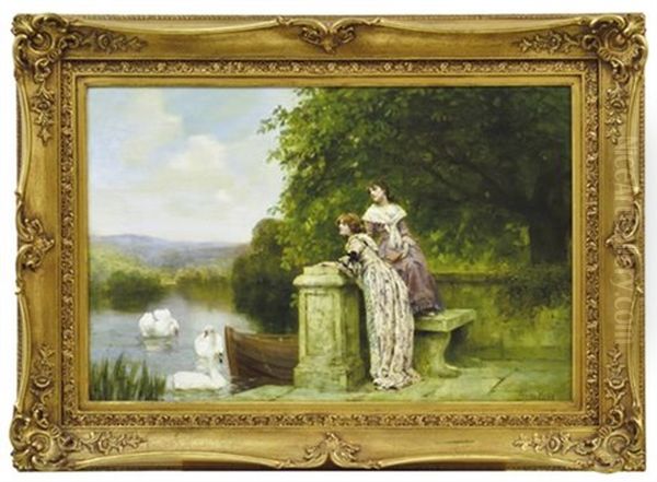 Women By The Lake Oil Painting by Henry John Yeend King