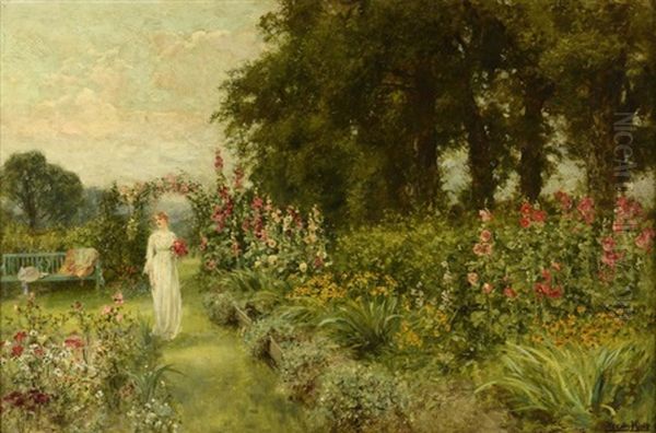 Jeune Femme Dans Le Jardin Au Printemps Oil Painting by Henry John Yeend King